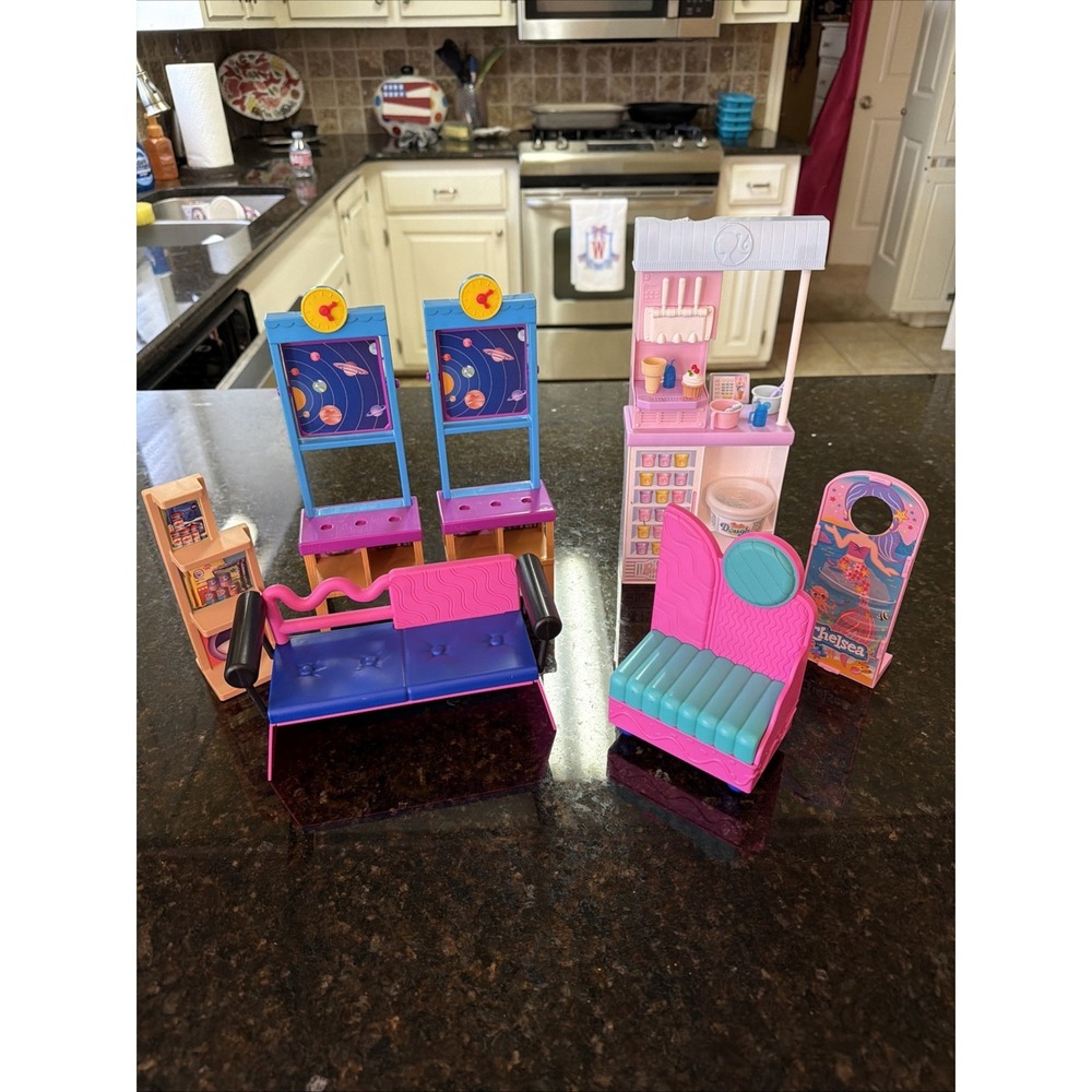Barbie House Furniture Mixed Lot Baking Coach Chair Chelsea Life Cream Stand